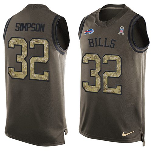 Nike Bills #32 O. J. Simpson Green Men's Stitched NFL Limited Salute To Service Tank Top Jersey - Click Image to Close